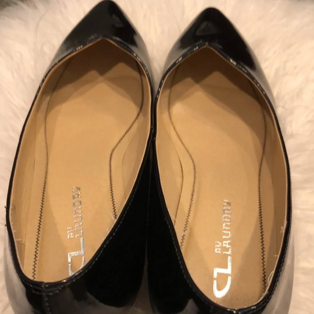 CL by Chinese laundry | black patent leather wedge heels